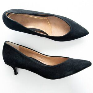 Vionic Josie Pump Kitten Heel Pointed Toe Suede Comfortable Office Black Size 8